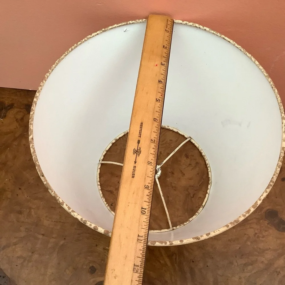 24” Table Lamp Floral Ceramic Wood Base Plain Paper Shade For Restoration